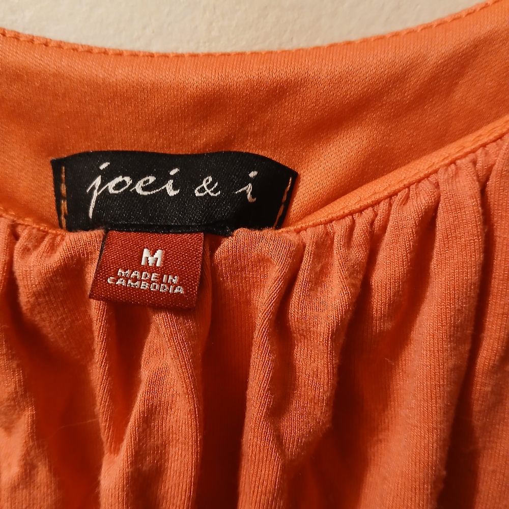 joei & i Orange Gathered Neck Top